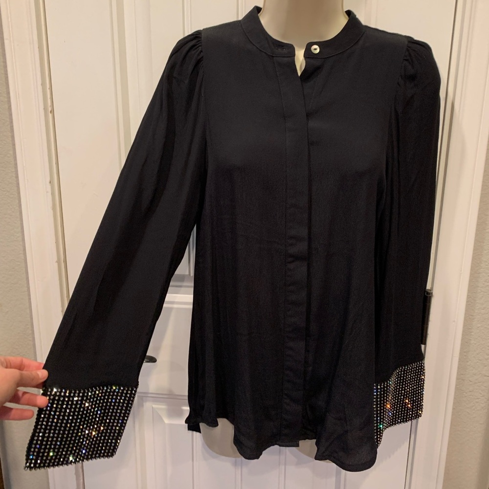 Black Rhinestone Cuff Button Up Purchased from Glitzy Bella Boutique
